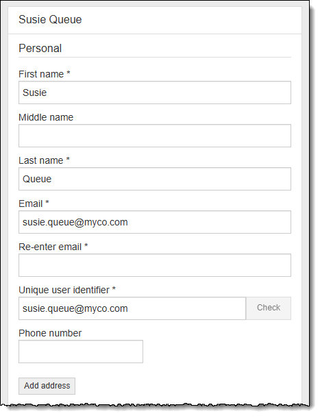 A screenshot of the Edit user account page.